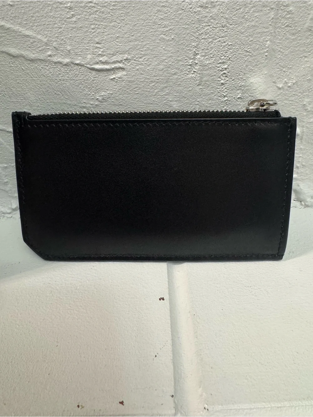 Saint Laurent Black Leather Cardholder with Zip Pocket